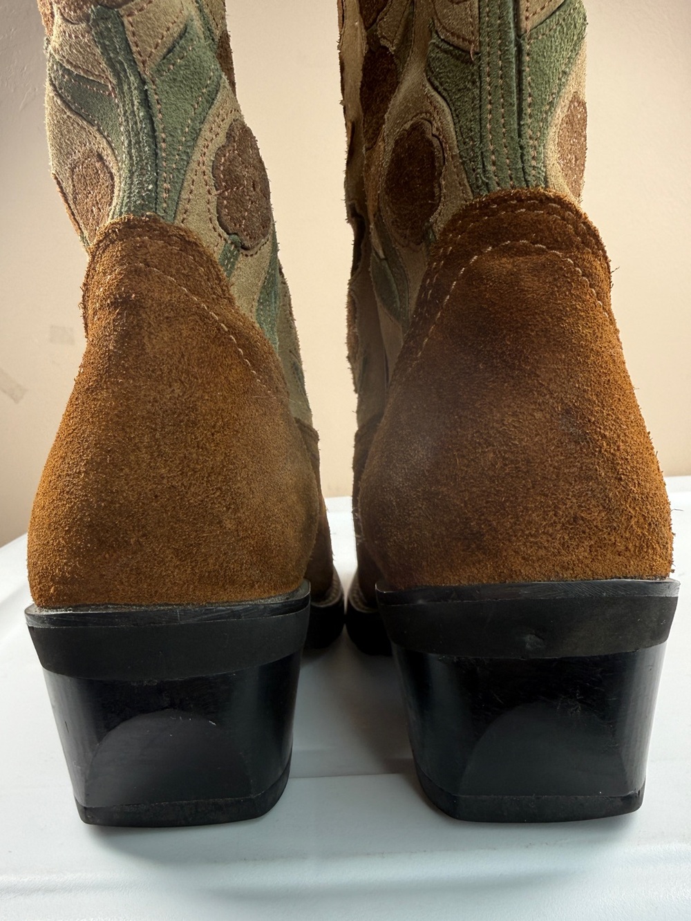 Ariat Doll Baby Chestnut Floral Western Cowboy Boots Suede Square Toe Size 7.5B - Picture 8 of 14